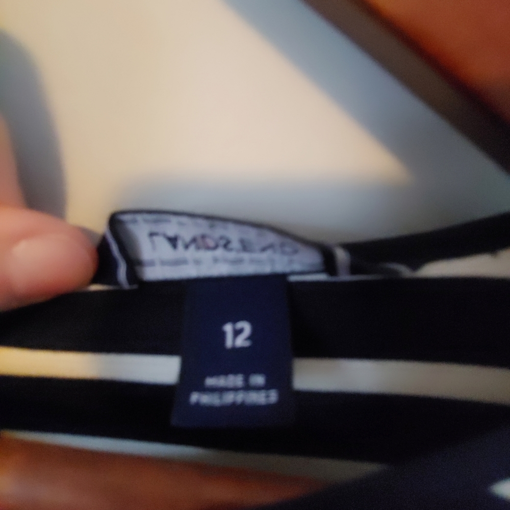 Land's End Navy Blue & White Stripped Shift Dress. - Picture 5 of 12